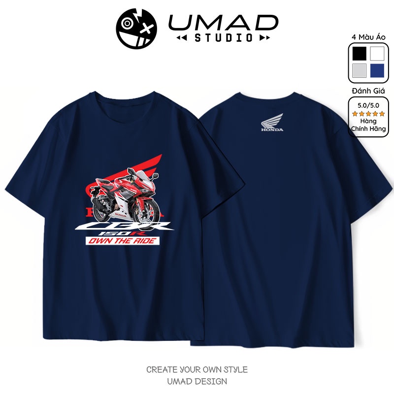 Áo thun nam UMAD Honda CBR cổ tròn phông Unisex Racing Boy Xe Độ vải thể thao có Big Size