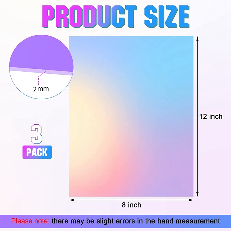 Bộ 3 Tấm Cắt Laser Bằng Acrylic Trong Mờ Dày 8X12 Inch (3 Gói 2.6mm)