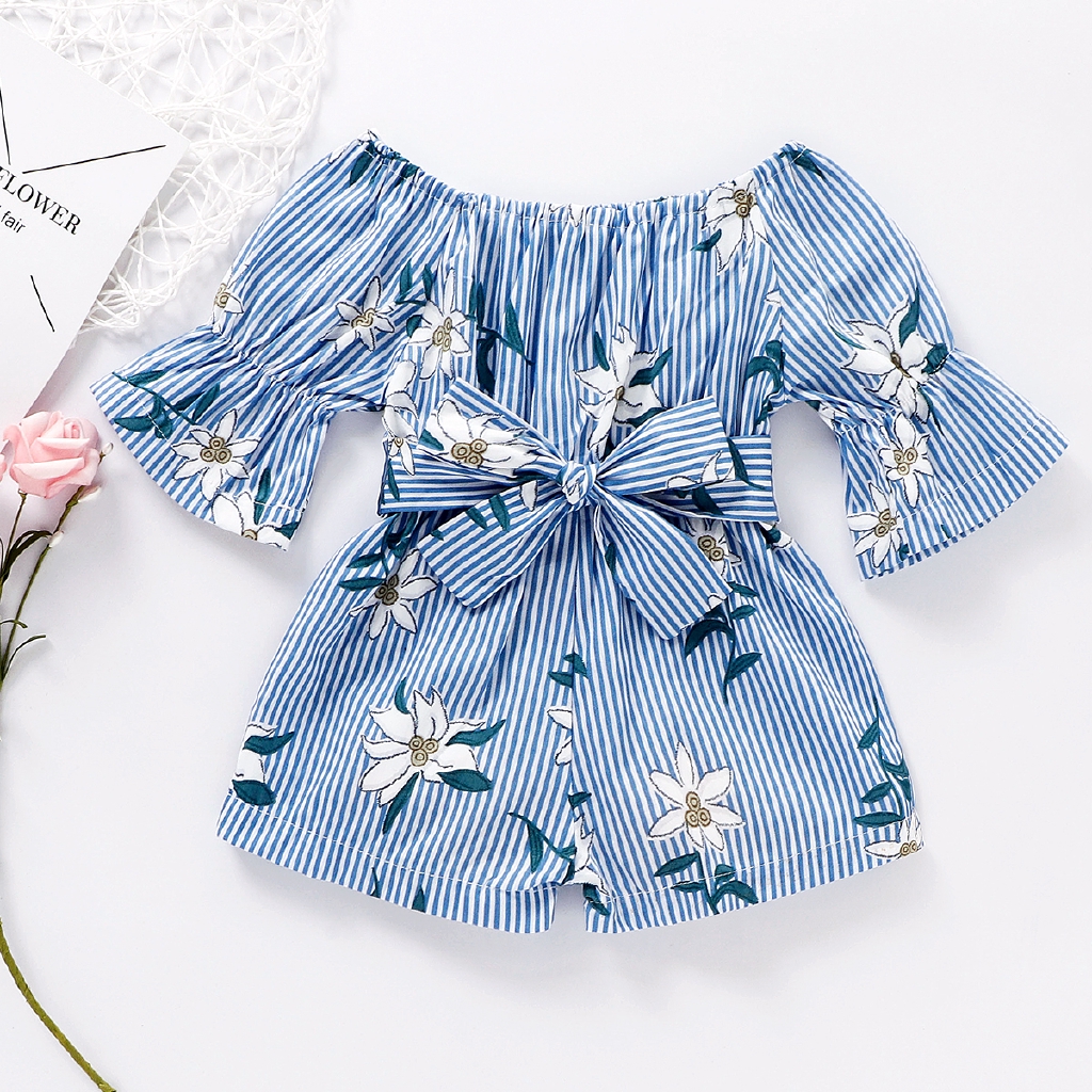 Bộ áo liền quần một mảnh hình hoa dễ thương cho bé 0-5 tuổi