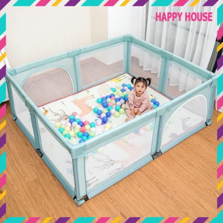 QUÂY CŨI KIÊM NHÀ BÓNG CHO BÉ CHỐNG VA ĐẬP (Loại 2 cửa kích thước 150x150x70cm) , Quây cũi góc vuông trẻ em KB-550