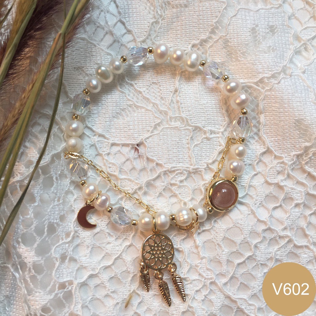 Lắc Tay Ngọc Trai Nhân Tạo Nữ Đính Cực Đẹp Nữ Siêu Xinh 2 màu Namoo Jewelry