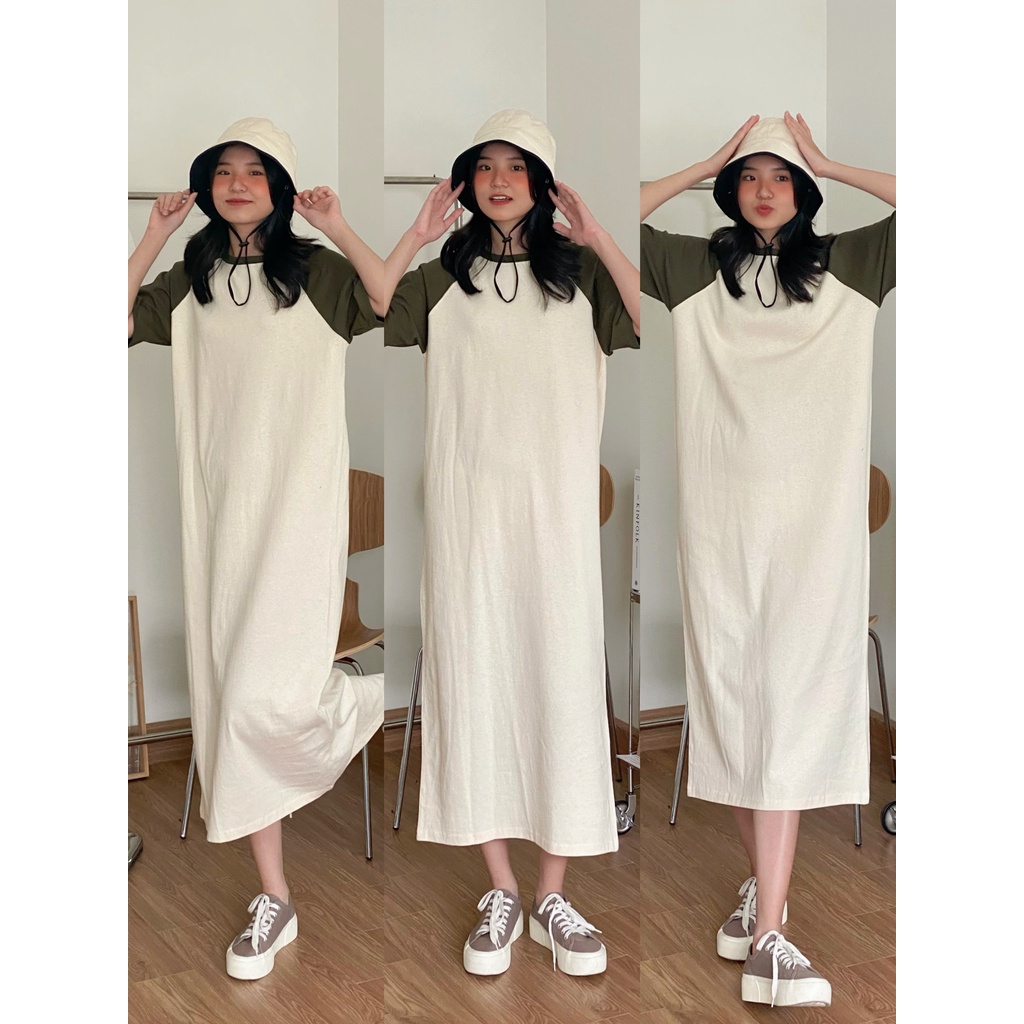 ĐẦM THUN PHỐI TAY MÀU XẺ TÀ SAU_DA640
