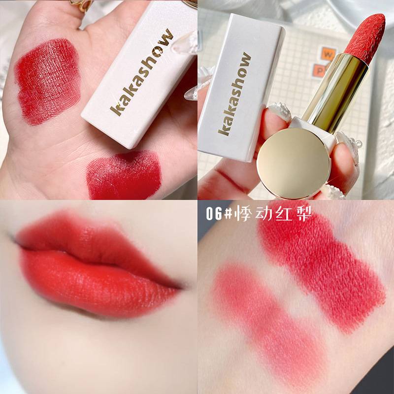 【Ready stock】kakashow Carved Lipstick Tinted Lip Balm Chinese Domestic Lipstick Lip Beauty Makeup Care Matte Velvet Moisturizing Lasting Waterproof