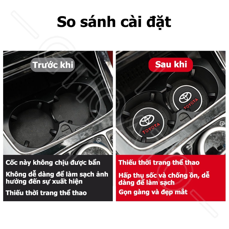 GTIOATO Lót Ly Xe Hơi Miếng Lót Cốc Xe Ô Tô Miếng Lót Ly Xe Ô Tô Chống Trượt Trang Trí NộI ThấT Ô Tô Cho Toyota CHR Raize Corolla Cross Rush Fortuner Yaris Innova Vios Prius C Wigo Sienta Land Cruiser 200 Altis ATIV Sport Camry Hilux Alphard