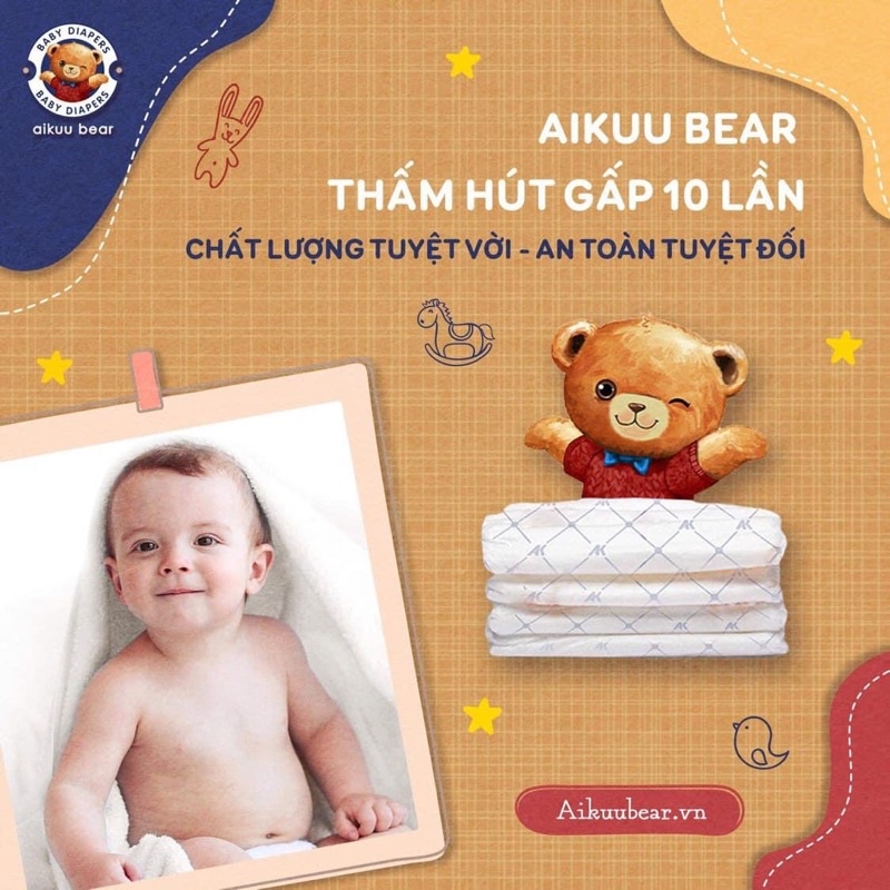 [Thùng]  Tã Bỉm AIKUU BEAR  Dán/Quần đủ size S112,M100/M100,L96,XL92,XXL88,XXXL84