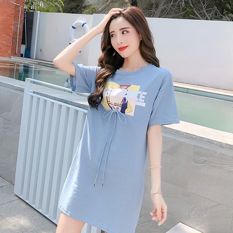 Đầm tay ngắn in hình trẻ trung + chân váy lưới thời trang mùa hè cho nữ | BigBuy360 - bigbuy360.vn