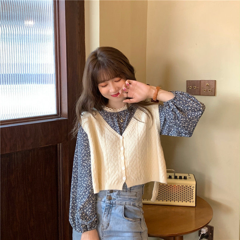 Áo gile dệt kim không cần cài nút phong cách trẻ trung cho nữ | BigBuy360 - bigbuy360.vn