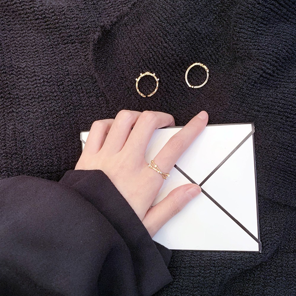 Nhẫn hở đính đá zircon đơn giản có thể điều chỉnh cho nữ