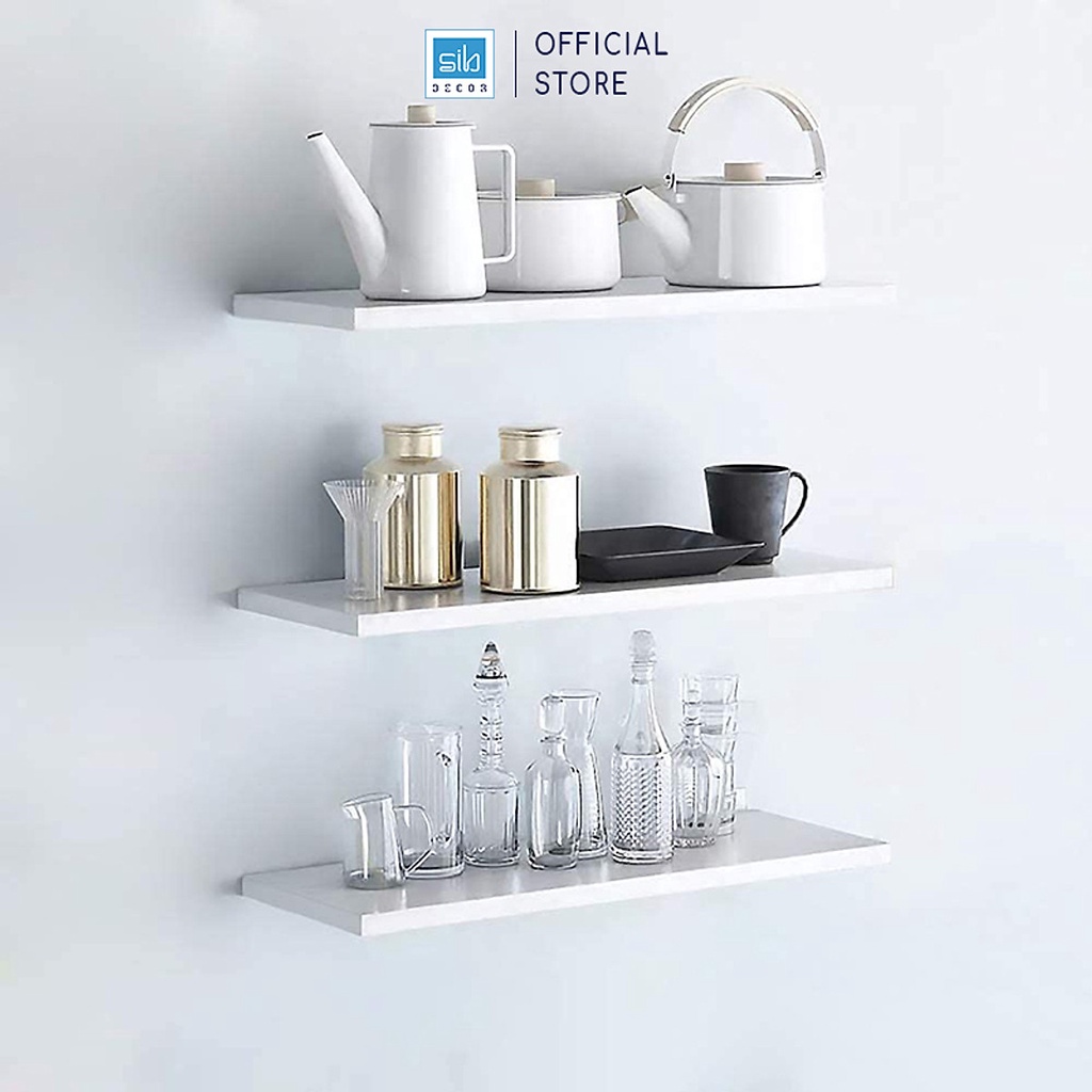 Bộ 3 Kệ Thanh Ngang Treo Tường SIB Decor Gỗ Chống Ẩm, Tặng Kèm Phụ Kiện Lắp Đặt Giấu Chân Chắc Đẹp, Kích Thước 40 x 15cm