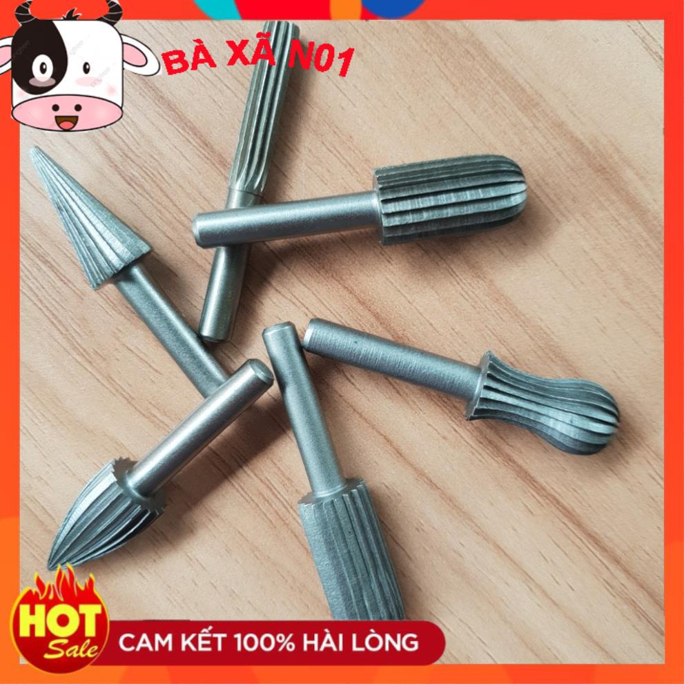 Bộ 6 Đầu Mũi Mài Khắc Lũa Gỗ Cán 6MM - Dụng cụ mài doa lỗ nhựa, kim loại, làm gỗ lũa cây cảnh Bonsai -