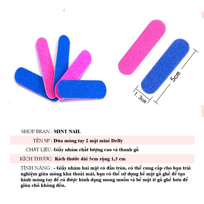 Dũa móng tay mini Delly , Dũa móng 2 mặt nhám tiện lợi