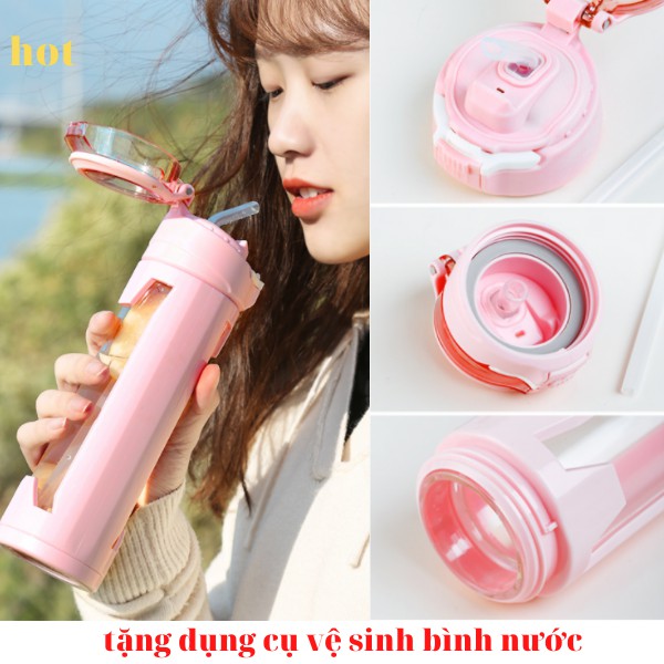 Bình nước bình nước THỂ THAO CAO CẤP 450ML CÓ ỐNG HÚT