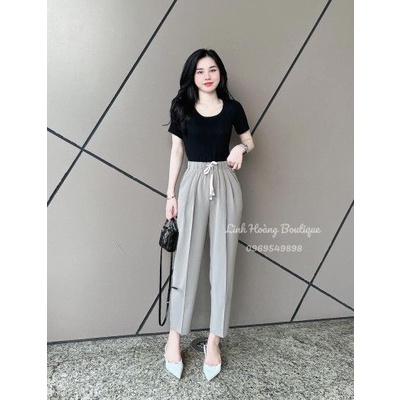 Quần baggy vải xuông nhẹ cạp chun rút dây