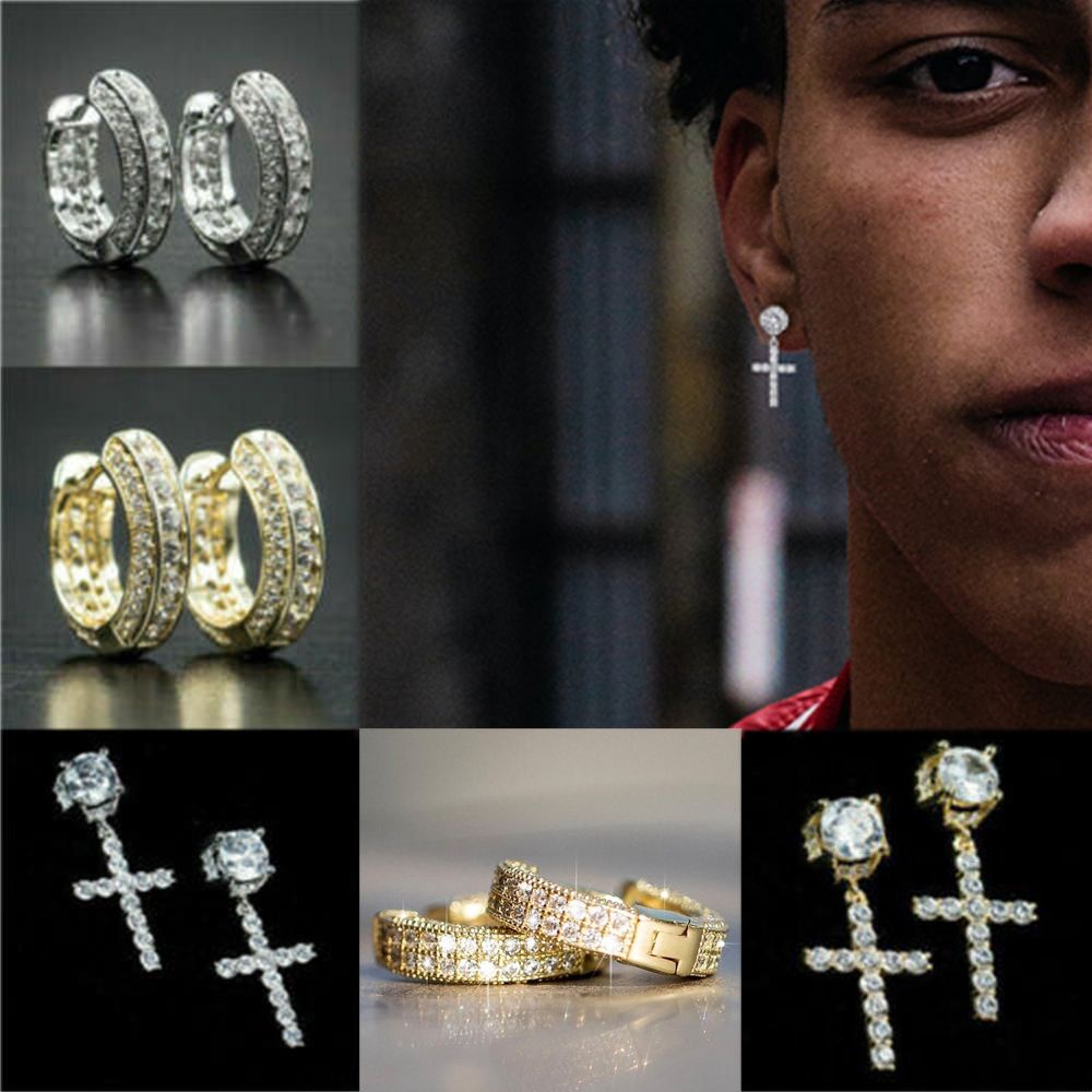 Khuyên Tai Tròn Đính Đá Zircon Thời Trang Cho Nam Nữ