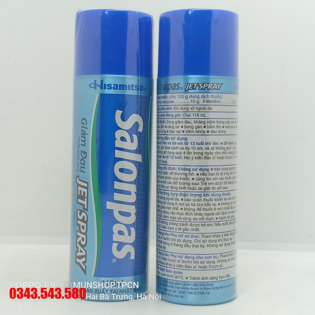 Xịt Salonpas Jet Spray ( mẫu mới) chai 118ml