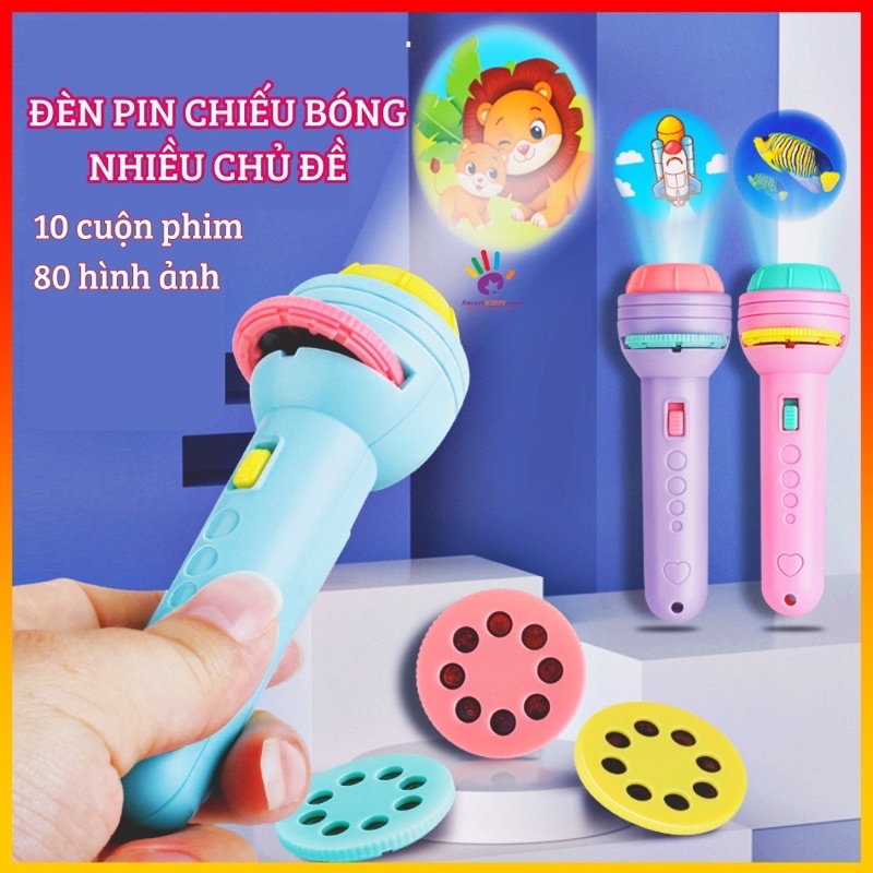 Bộ đèn pin chiếu 80 hình sinh động cho bé