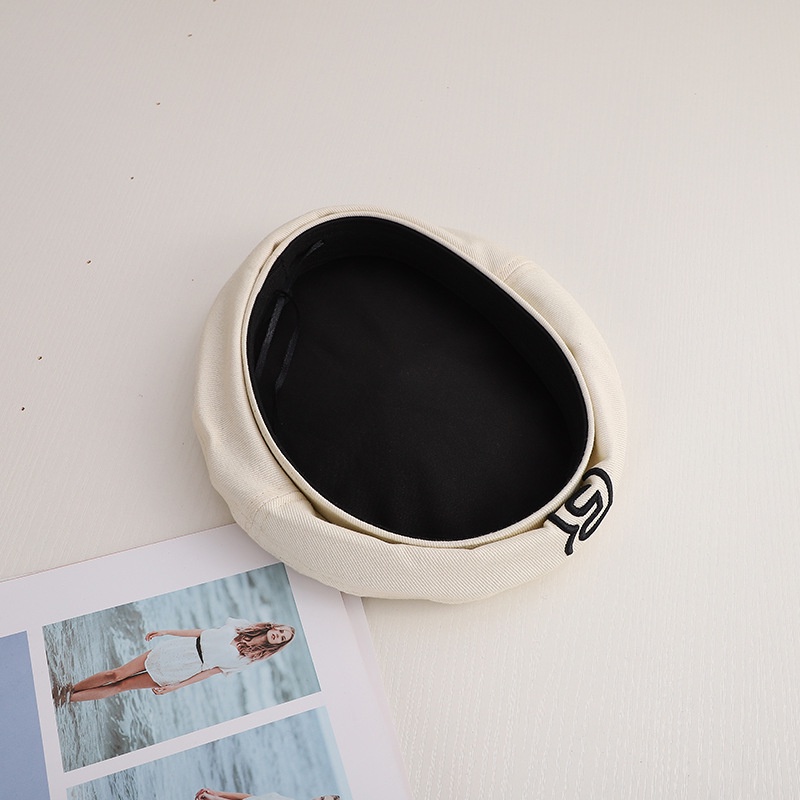 Korean Fashion Embroidered Lettering Beret Hat