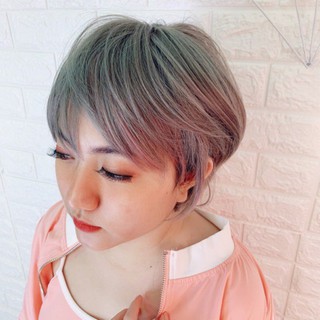 Tóc giả nguyên đầu tomboy xám