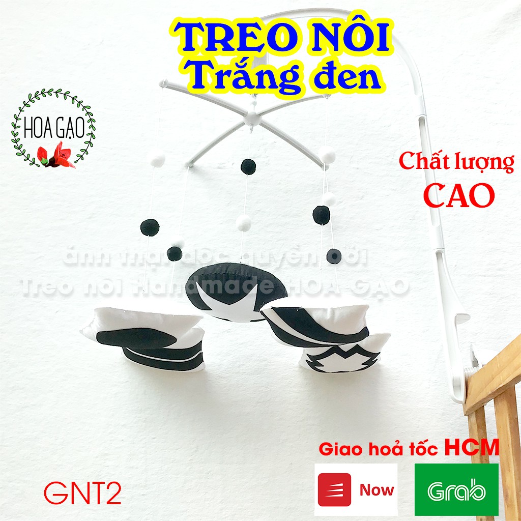 Đồ chơi cho bé, đồ treo nôi em bé HOA GẠO GNT2 đen trắng handmade chất lượng