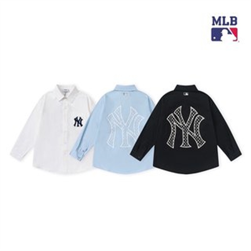 Áo Sơ Mi Tay Dài Thêu Hoạ Tiết MLB Phong Cách Thời Trang Đường Phố Dành Cho Nam Và Nữ
