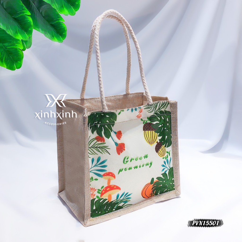 Túi tote cói đi biển mini XinhXinh Accessories phong cách Hàn Hottrend Hè 2021, túi vải thời trang