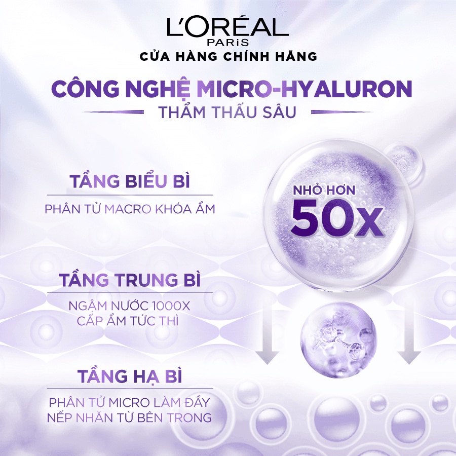 Serum siêu cấp ẩm sáng da L'Oreal Paris pure Hyaluronic Acid 1.5% 15ml