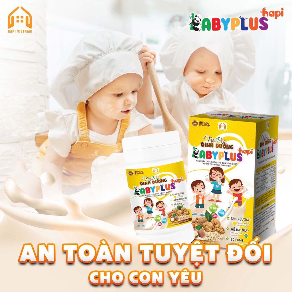 Ngũ Cốc Dinh Dưỡng Babyplus - Hapi, Giúp Tăng Cân, Tăng Chiều Cao ,Vitamin, Hết Táo Bón Tặng Kèm Quà