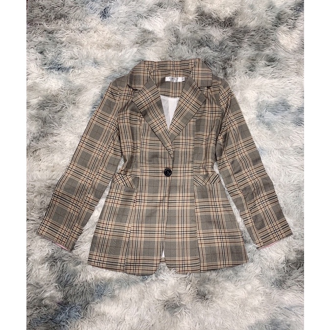 Áo blazer kẻ caro 2 lớp dày dặn dài tay phong cách Hàn Quốc (ảnh trải sàn shop chụp) | BigBuy360 - bigbuy360.vn
