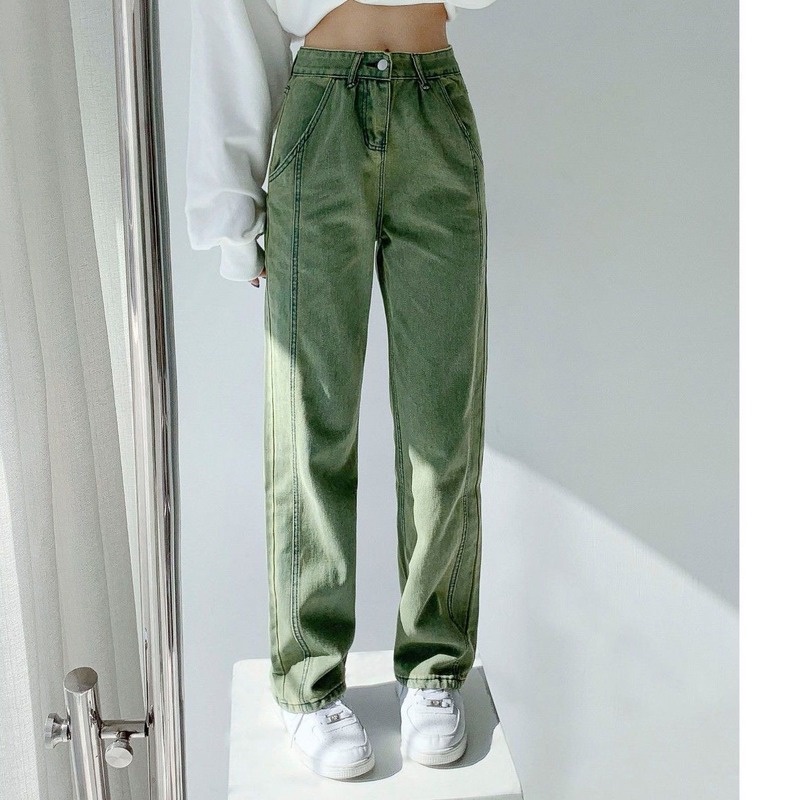 Quần Jean Ống Rộng Lưng Cao Phong Cách Thời Trang Xuân Thu Mới 2022 Dành Cho Bạn Nữ