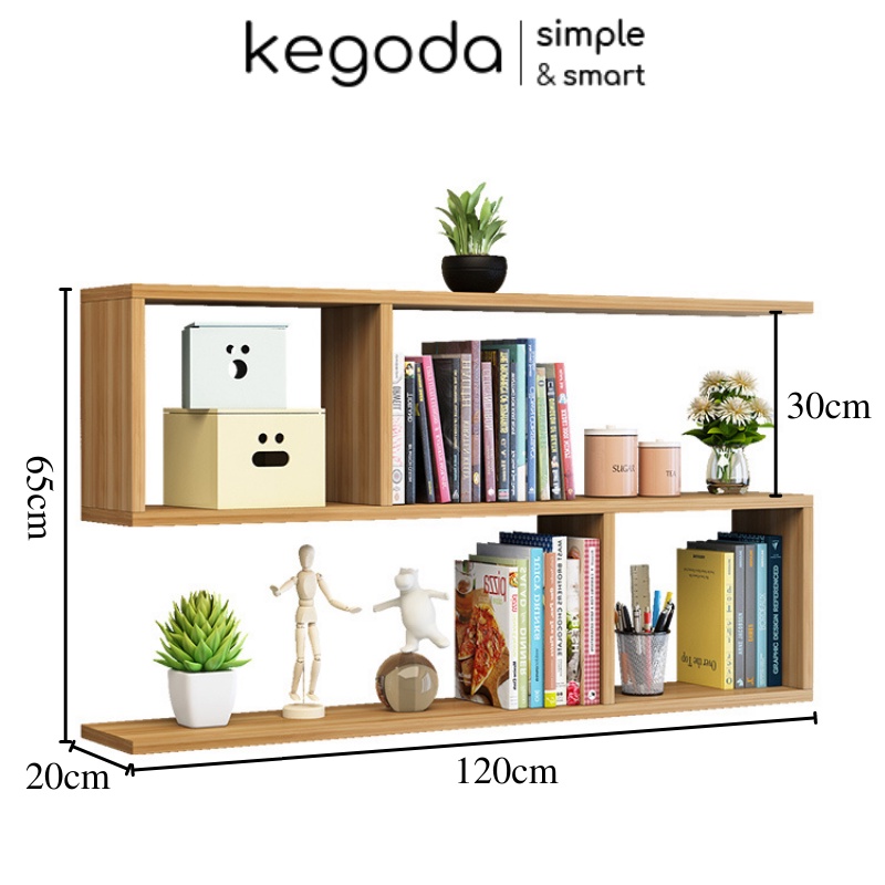 Kệ Sách Treo Tường 3 Tầng Giấu Chân, Kích thước Ngang 120cm x Cao 65cm x Sâu 20cm, Nhiều Màu