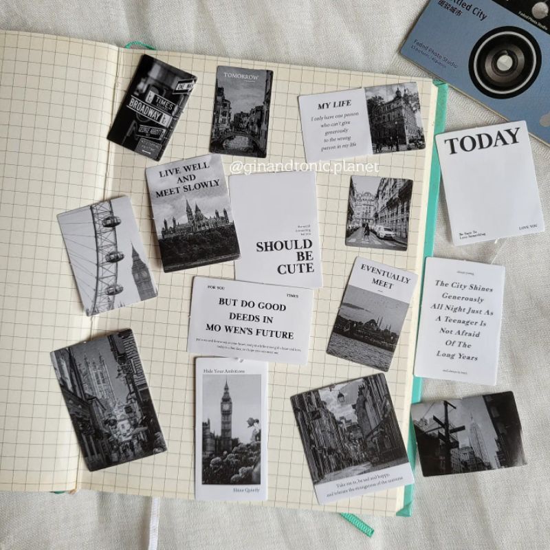 Set 15 sticker cổ điển và quote tông neutral dùng ttang trí bullet journal - ginandtonic