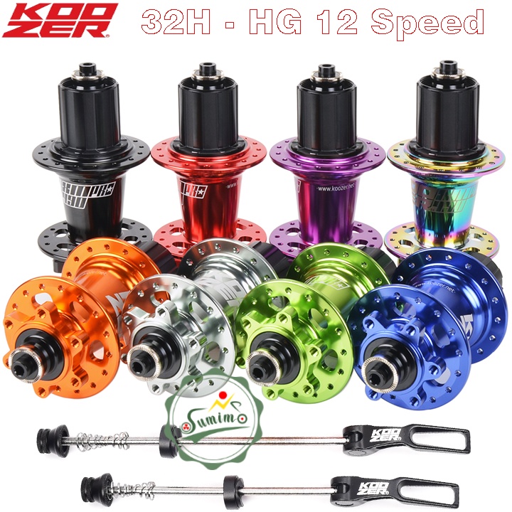 Đùm bộ KOOZER XM490 Pro 32 lổ ty bật QR - Cối HG 12 Speed - Thắng dĩa