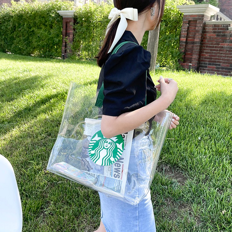 Starbucks Túi Xách Nhựa Trong Suốt Thời Trang Cho Nữ LN7M