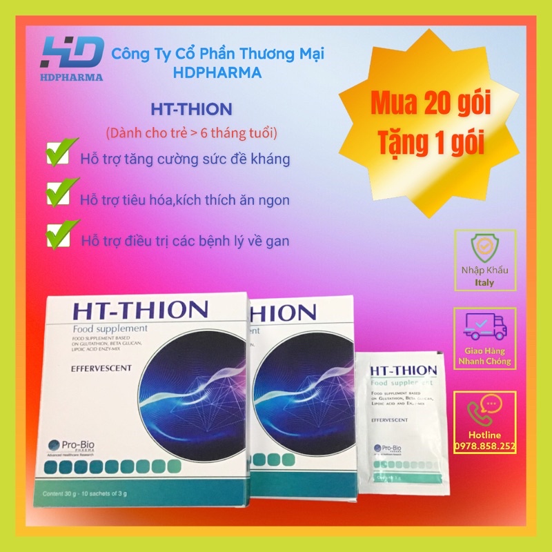 HT-Thion COMBO 20 GÓI TẶNG 1 GÓI - Tăng Sức Dề Kháng Cho Trẻ - Nhập Khẩu ITALY