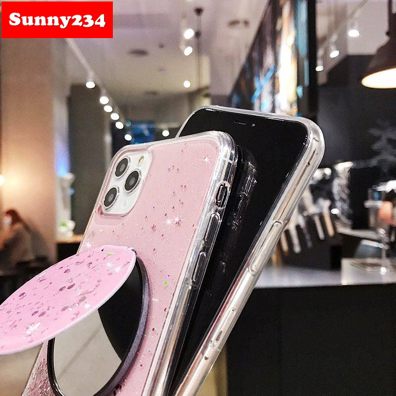 Ốp Điện Thoại Màu Trong Suốt Gắn Gương Làm Giá Đỡ Thời Trang Cho Realme C11 C15