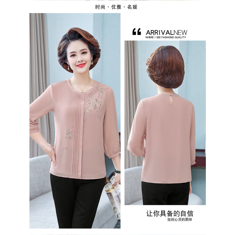 Áo kiểu trung niên _áo voan nữ trung niên cho bà cho mẹ