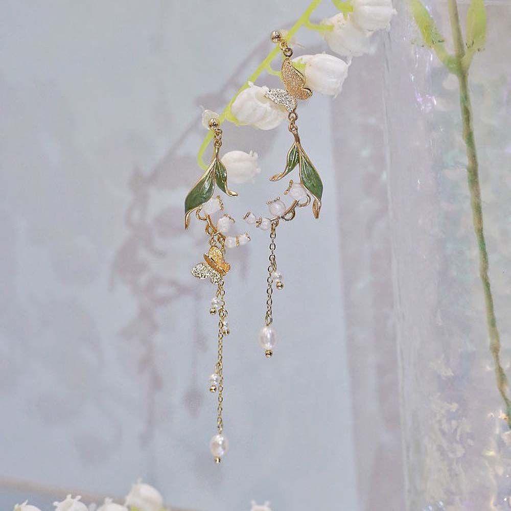 Bông Tai Dáng Dài Hình Hoa Và Bướm Xinh Xắn Cho Nữ