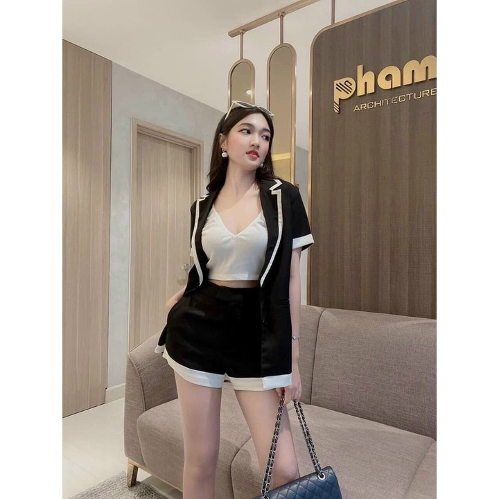 Set Bộ Vest 3 Món Phối Viền Sang Chảnh Rose Boutique