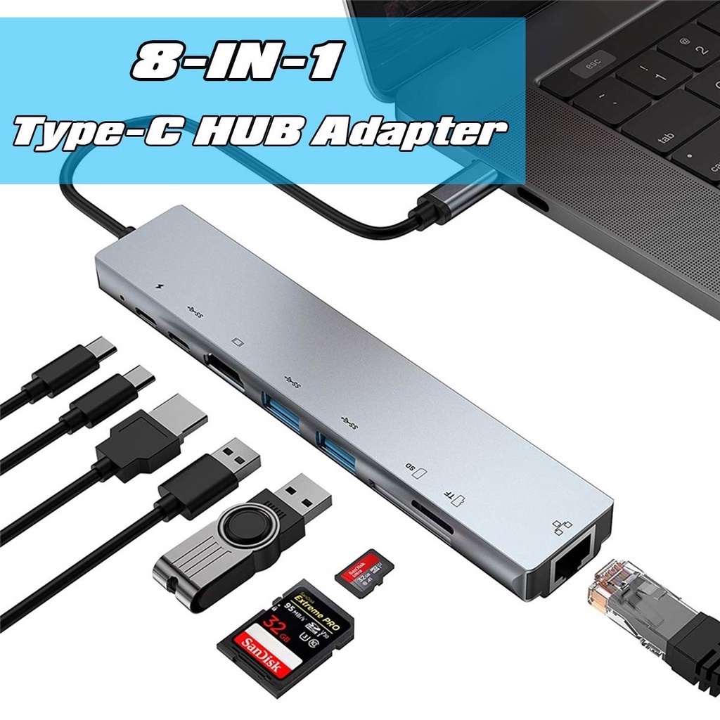 Cáp chuyển đổi macbook laptop jquanmel typec sang usb hdmi vga kết nối đa năng - MG05