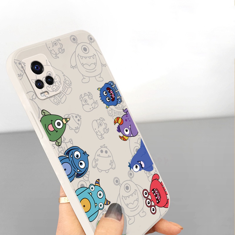 Ốp Điện Thoại Mềm Cạnh Vuông Hình Quái Vật Mini Cho VIVO T1X Y02S Y21 Y15A Y15S Y33S Y55 Y75 Y11S Y12S Y1S Y91C Y01 Y35 Y16 T1 5G