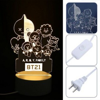 (nhiều mẫu) Đèn ngủ đổi màu BTS và linh vật BT21