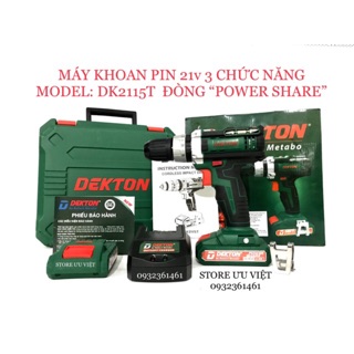 Máy khoan pin 3 chức năng, Model: DK2115T chính hãng Dekton