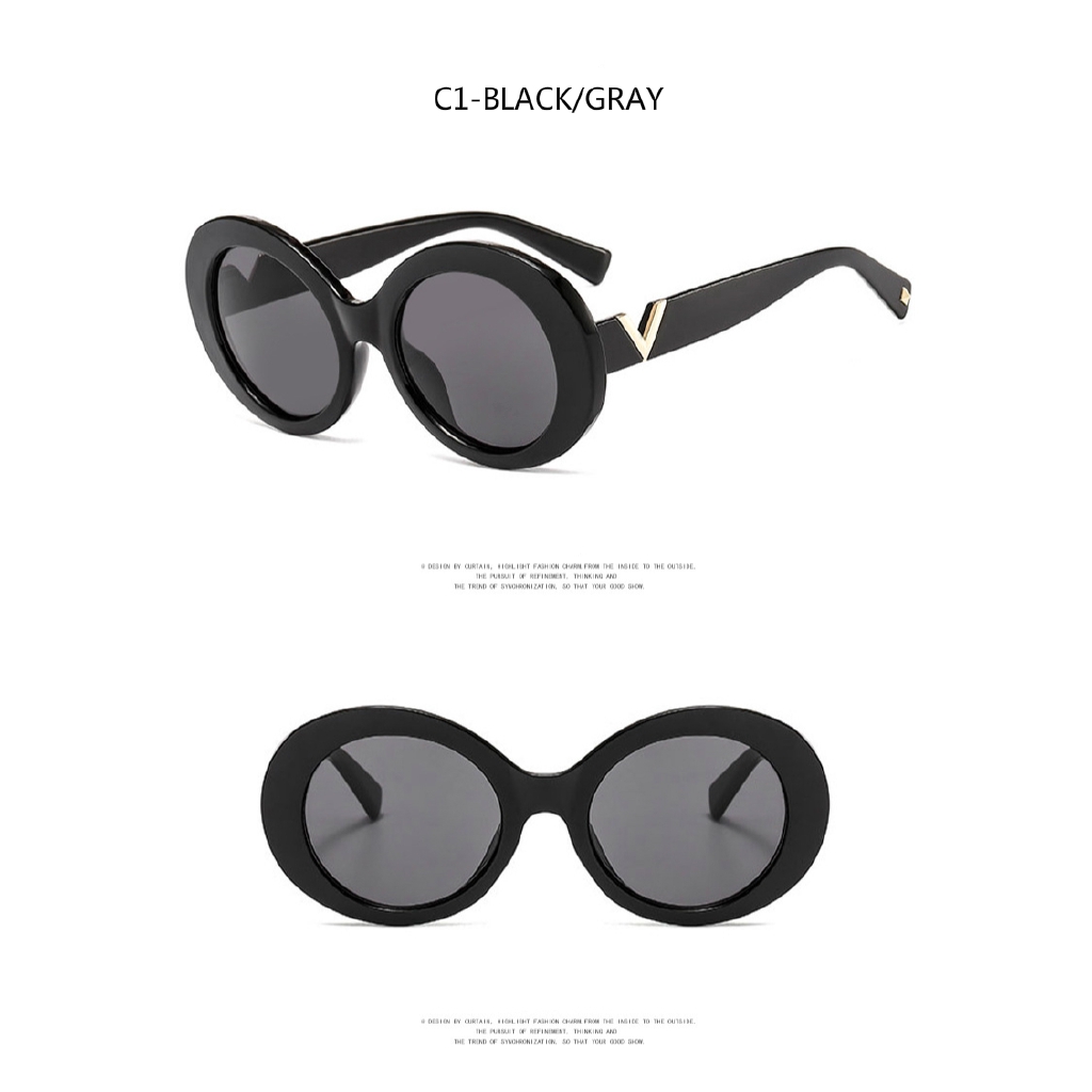 Kính mát gọng kim loại hình oval kiểu retro phong cách Âu Mỹ thời trang 2020