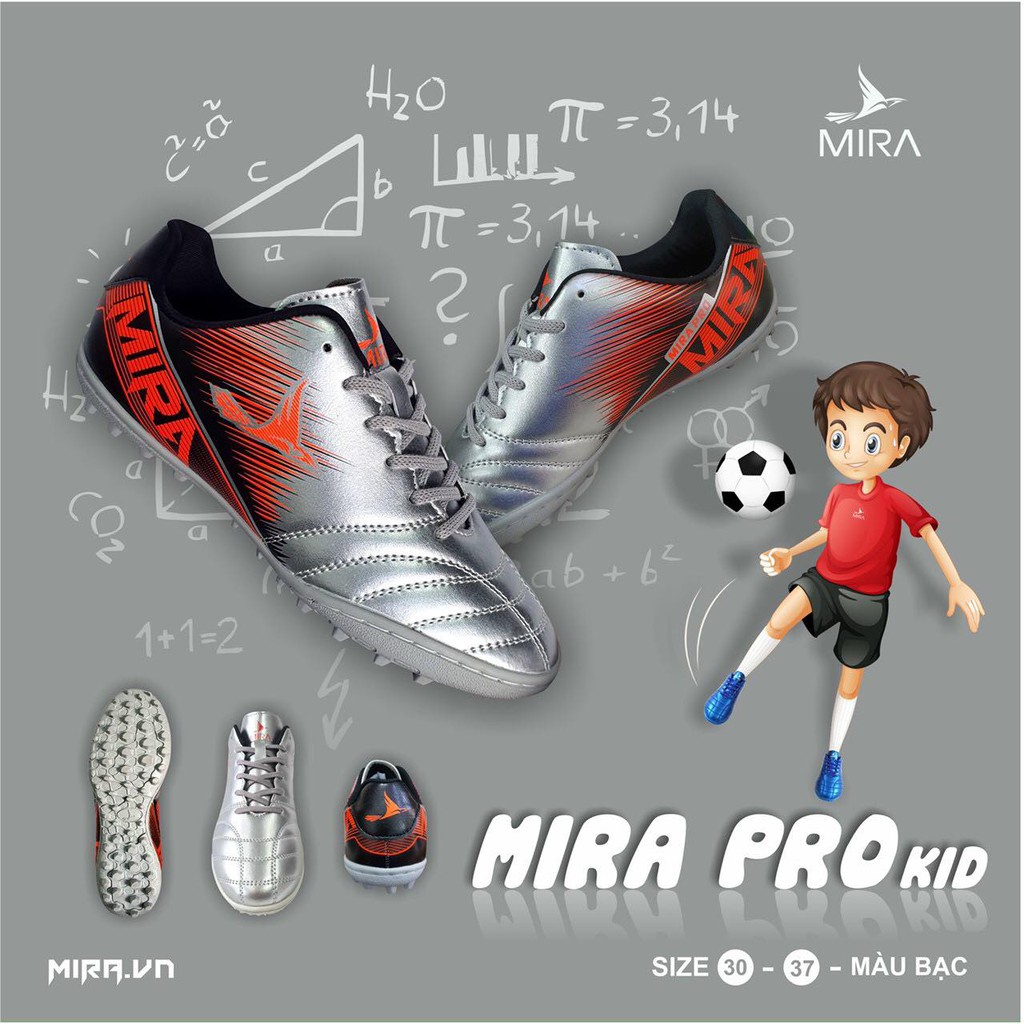 Giày đá bóng đá banh trẻ em Mira Kid Pro chính hãng, đá mọi loại sân đặc biệt là cỏ nhân tạo mẫu mới 2022 Free Ship