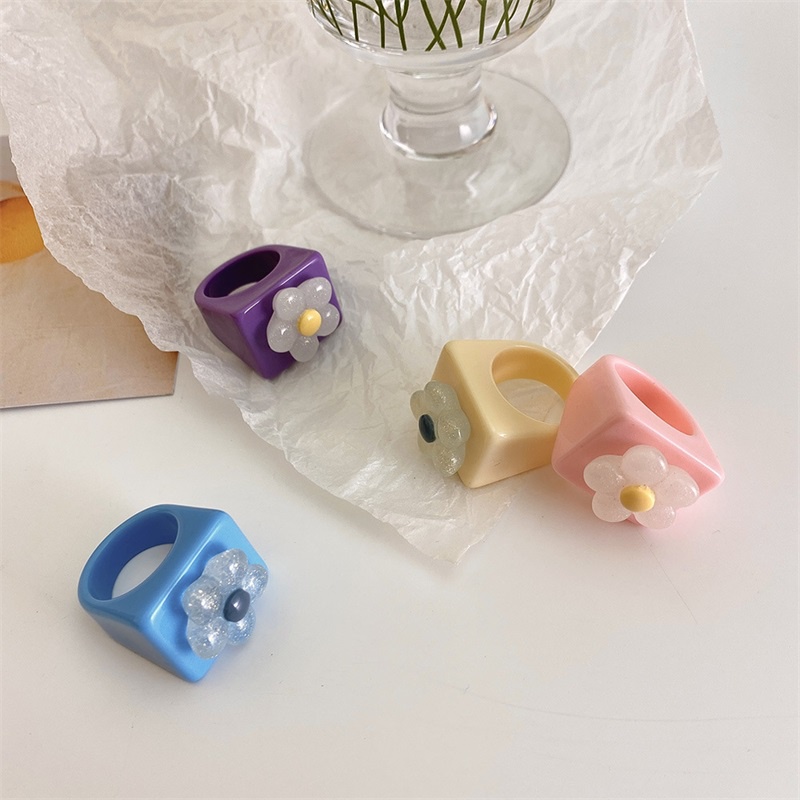 Nhẫn Đeo Tay Acrylic Hình Hoa 17mm Thời Trang Cho Nữ