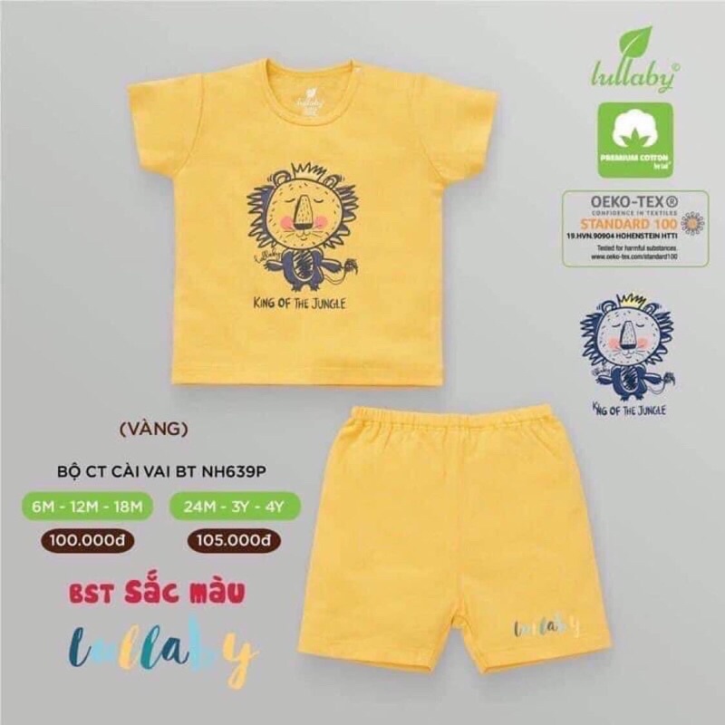 [NH639P] Bộ cộc cài vai bé trai Lullaby