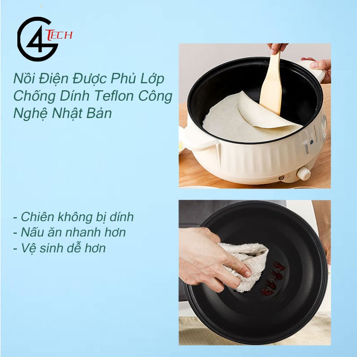 [MẪU MỚI] Nồi điện đa năng, Bếp điện chiên xào, lẩu hấp phủ lớp chống dính công nghệ Nhật Bản, Tiết kiệm điện