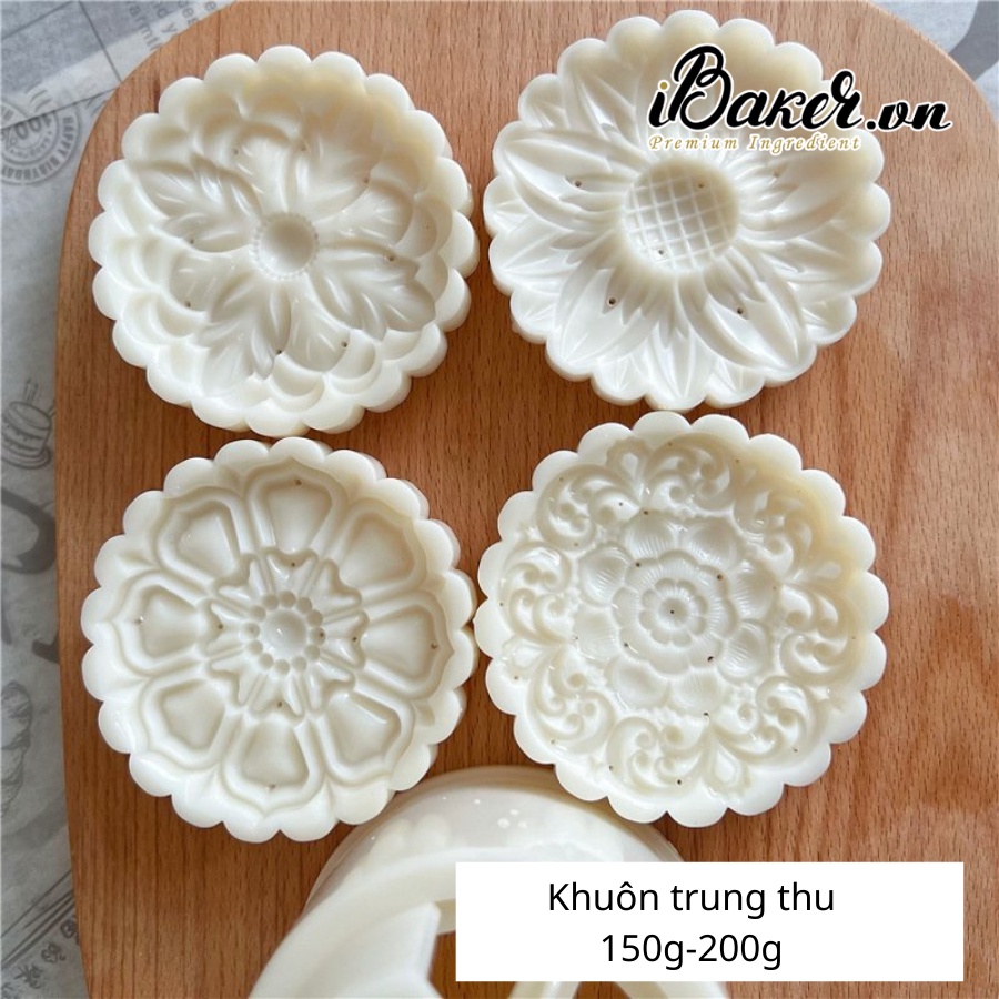 Khuôn trung thu lò xo tròn - 4 mặt hoa