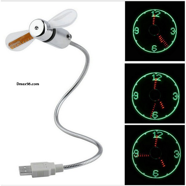 Quạt USB tích hợp đồng hồ Led khi quay