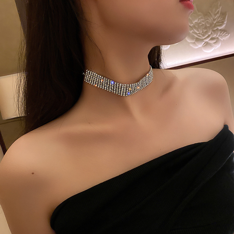 Vòng cổ choker đính đá quý nhân tạo thời trang cho nữ